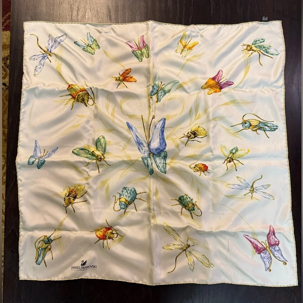 Vintage Daniel Swarovski Paris | ‘Paradise’ Silk Scarf Original Box And Tissue